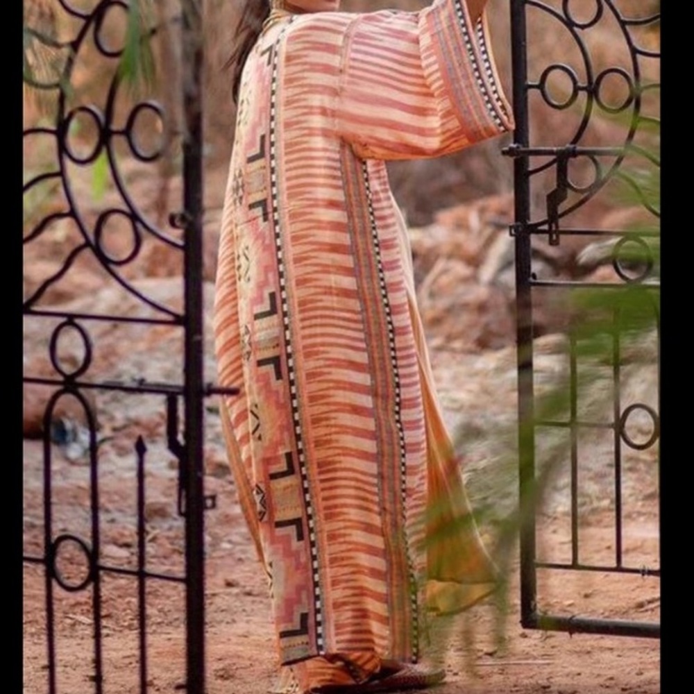 SOLD OUT Tribal Ethnic Boho Self Tie Kimono Duster Robe - Picture 4 of 9